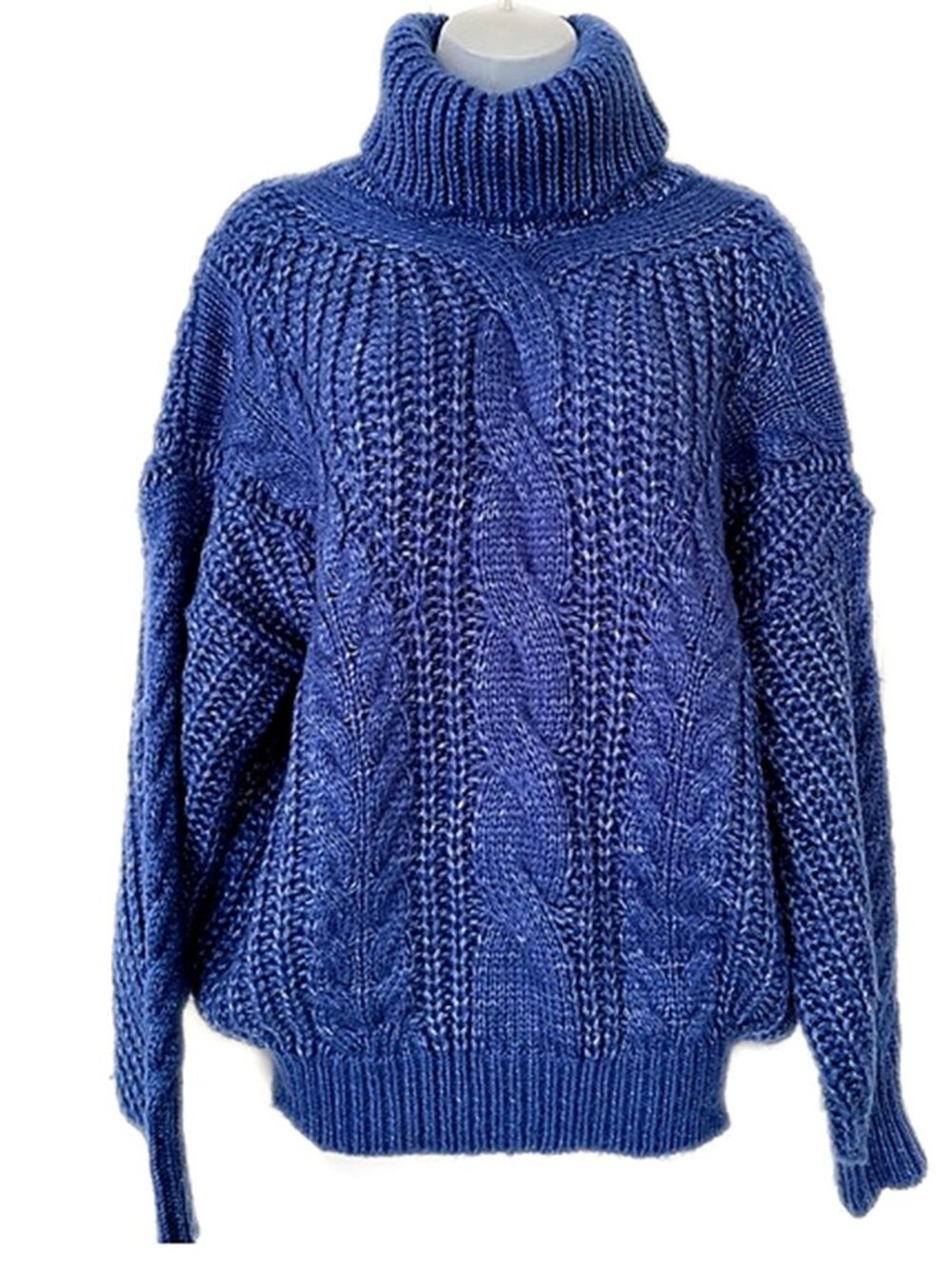 FATE Sweater Turtleneck Forever Chic Cable Sweater Royal Blue size Small Medium